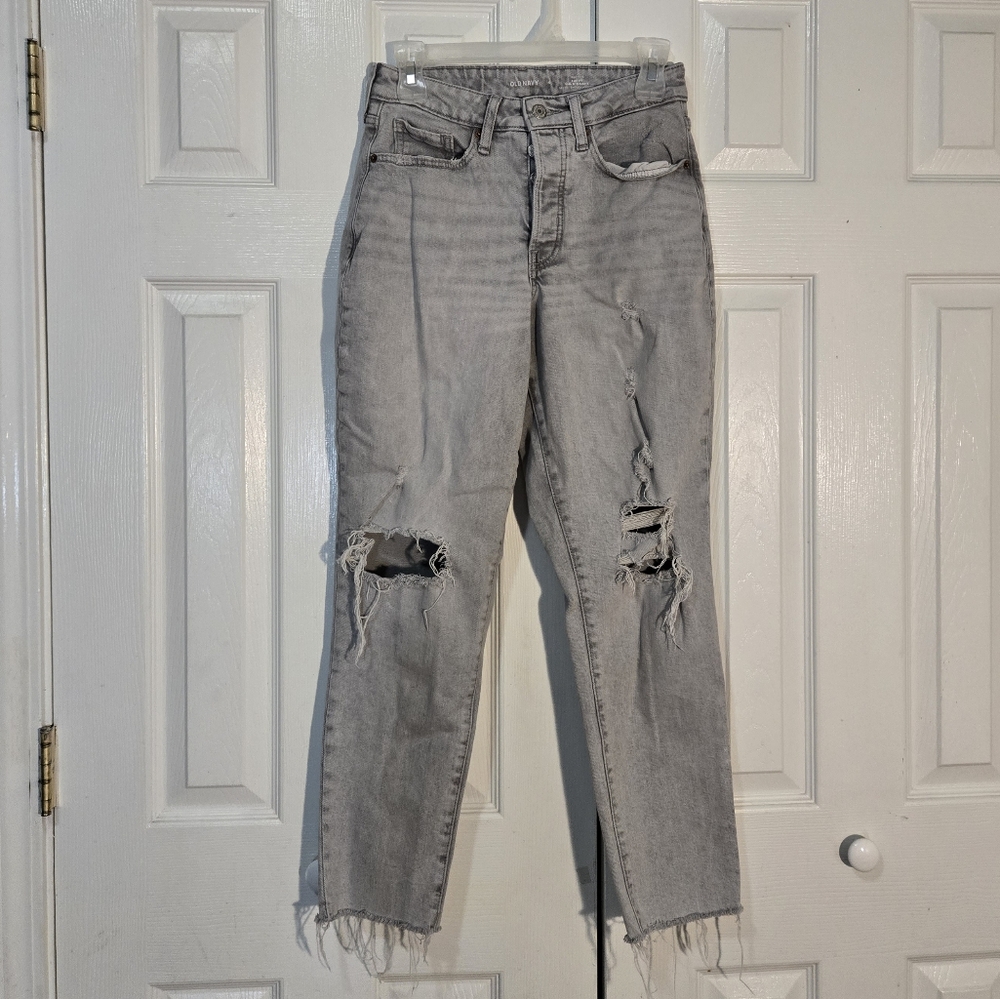 Old Navy Curvy Jeans Distressed Gray OG Straight 4